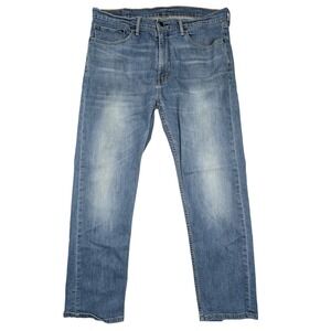 Levi's 505 Regular Straight Fit Blue Stone Washed Denim Jeans Men's Size 38x32